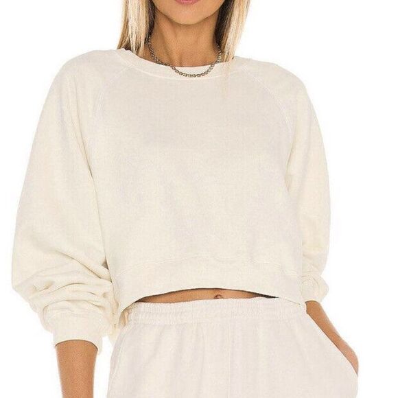 SIXTHREESEVEN Women's The Raglan Crewneck Sweatshirt in Butter Small READ (10-7) - Picture 1 of 7